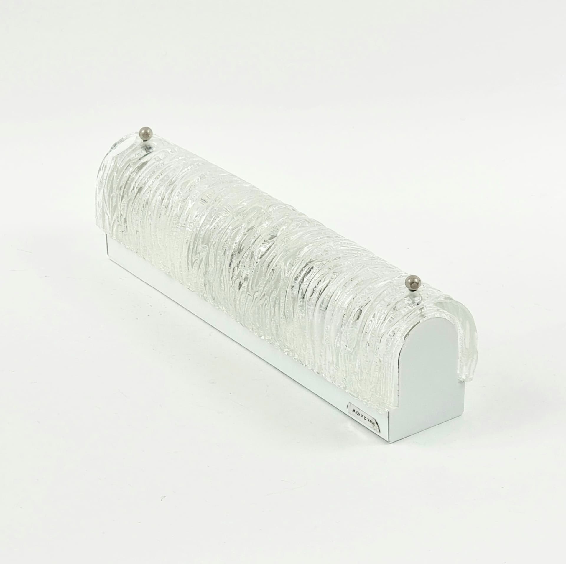 Wall sconce, transparent Murano glass, chromed steel, Hillebrand, Germany, 1970s. - 400820