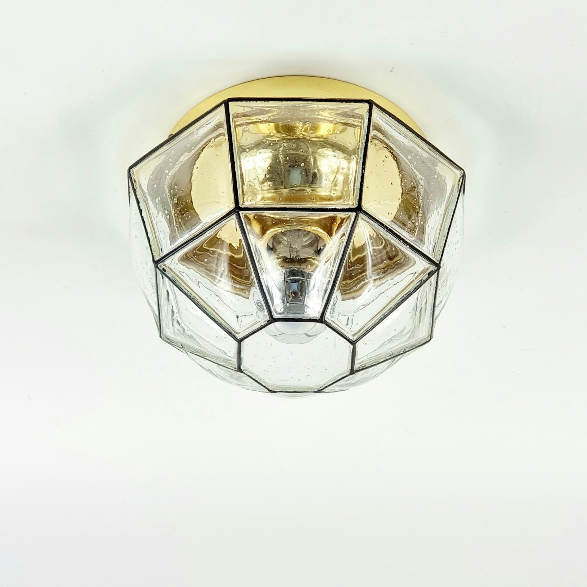Ceiling Lamp Limburg, transparent glass, brass, Germany, 1970s - 400826