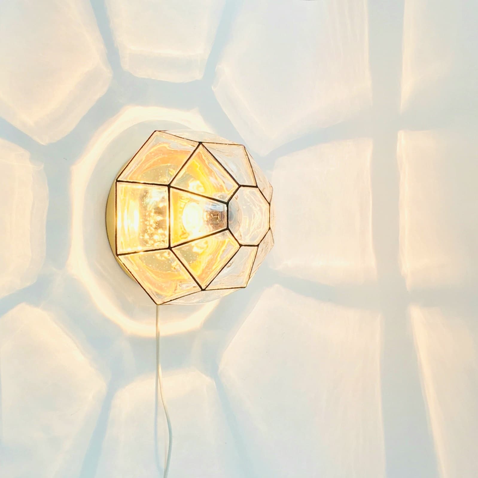 Ceiling Lamp Limburg, transparent glass, brass, Germany, 1970s - 400832