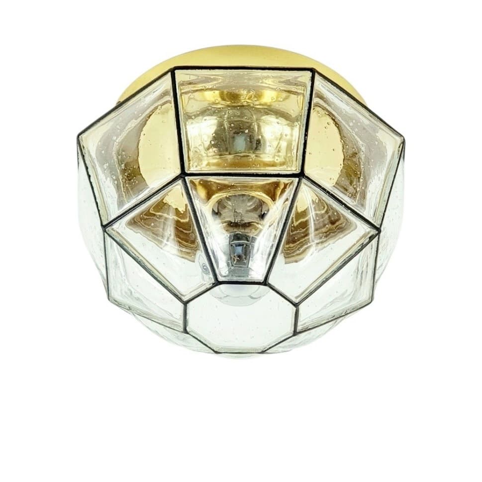 Ceiling Lamp Limburg, transparent glass, brass, Germany, 1970s