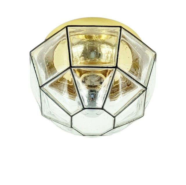 Ceiling Lamp Limburg, transparent glass, brass, Germany, 1970s - DIMENSION