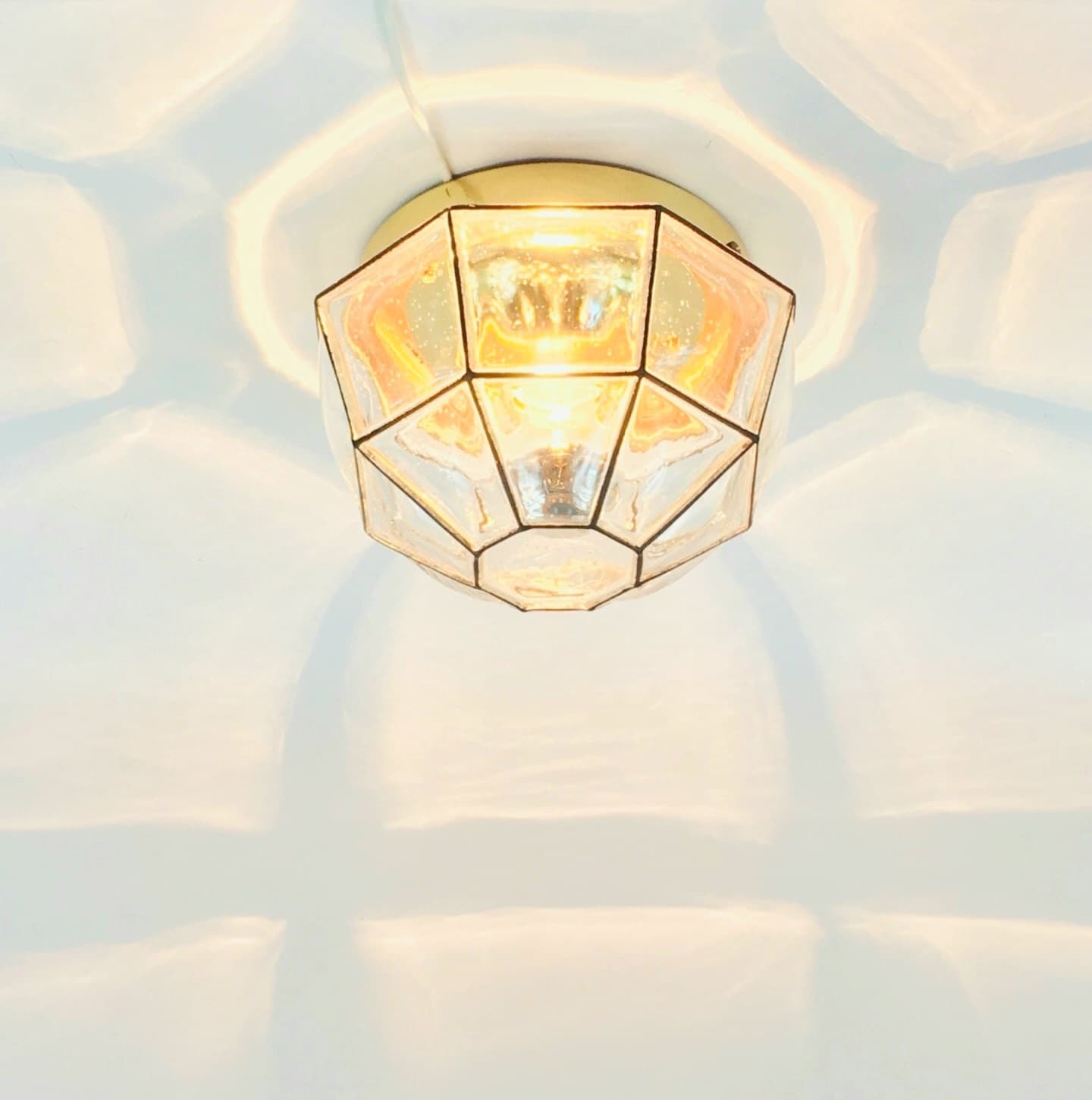 Ceiling Lamp Limburg, transparent glass, brass, Germany, 1970s - 400831