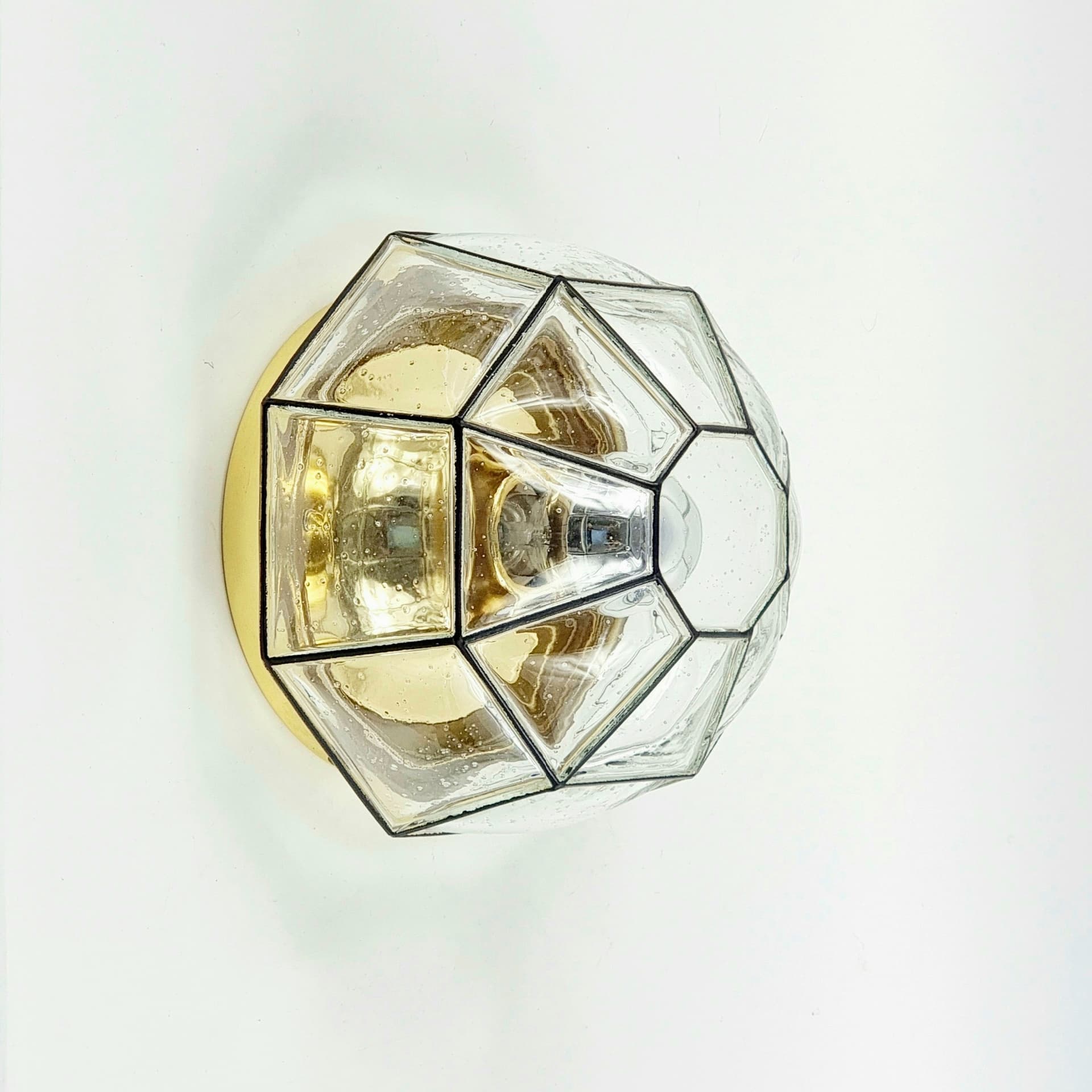 Ceiling Lamp Limburg, transparent glass, brass, Germany, 1970s - 400828