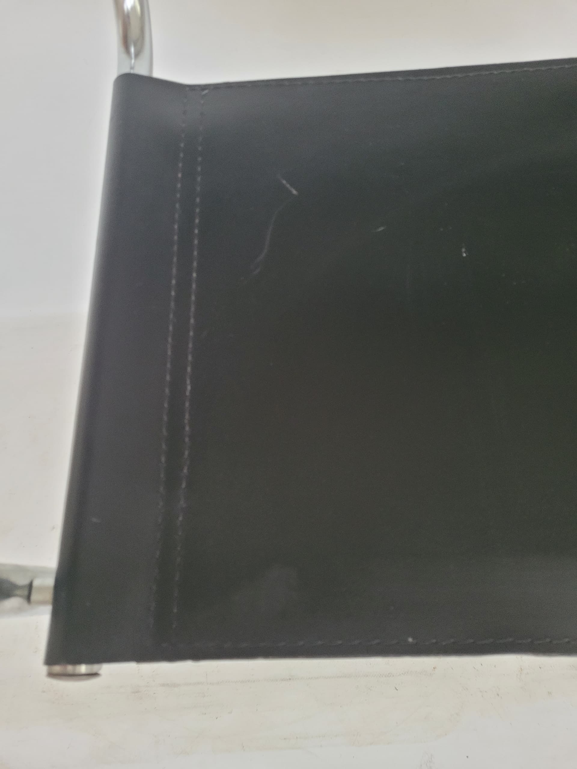 Armchair Bauhaus, black leather, chromed steel, 1970s. - 400960