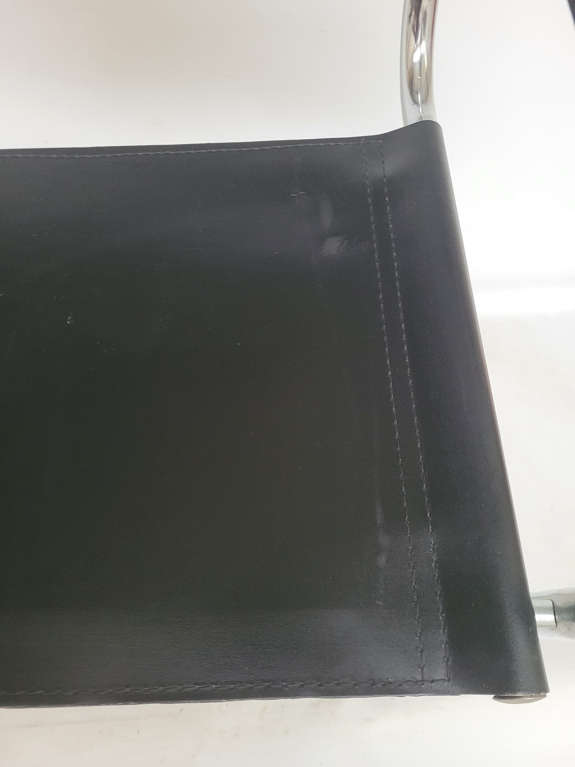Armchair Bauhaus, black leather, chromed steel, 1970s. - 400966