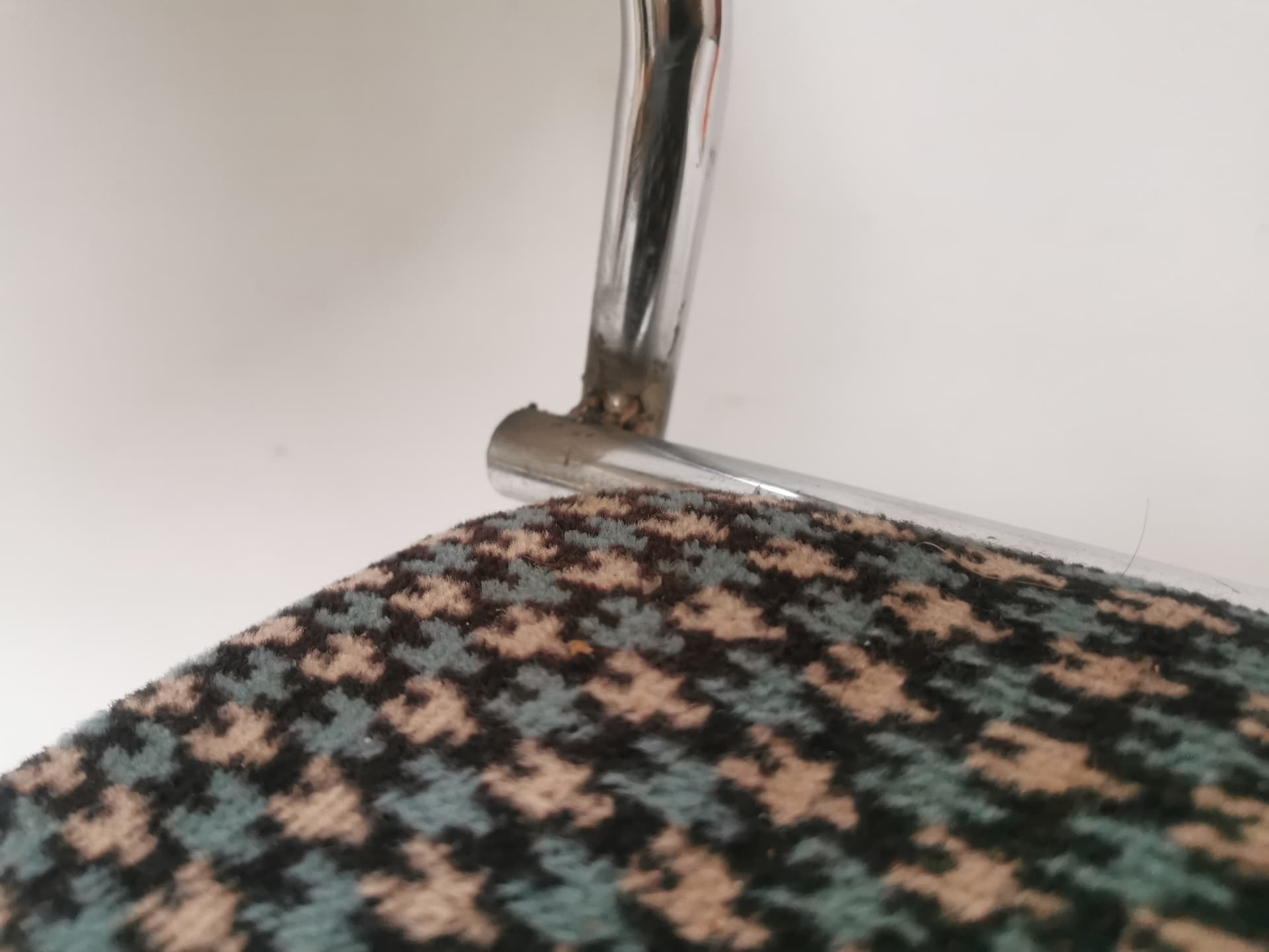 Chair Bauhaus, black brown fabric, polished silver steel, Italy, 1980s. - 401073