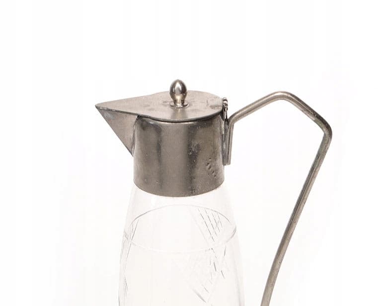 Carafe Art Deco, clear crystal, silver brass, Poland, 1920s - 401094