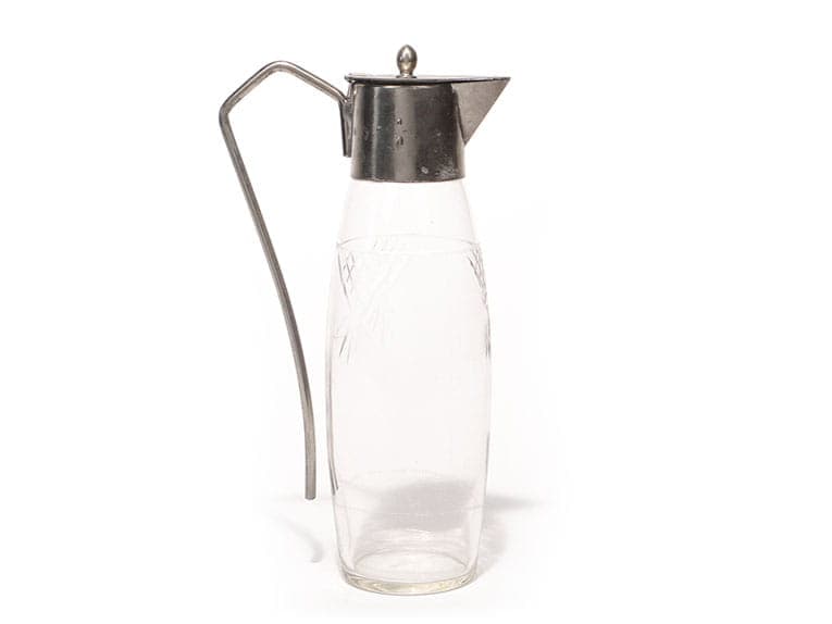 Carafe Art Deco, clear crystal, silver brass, Poland, 1920s - 401093