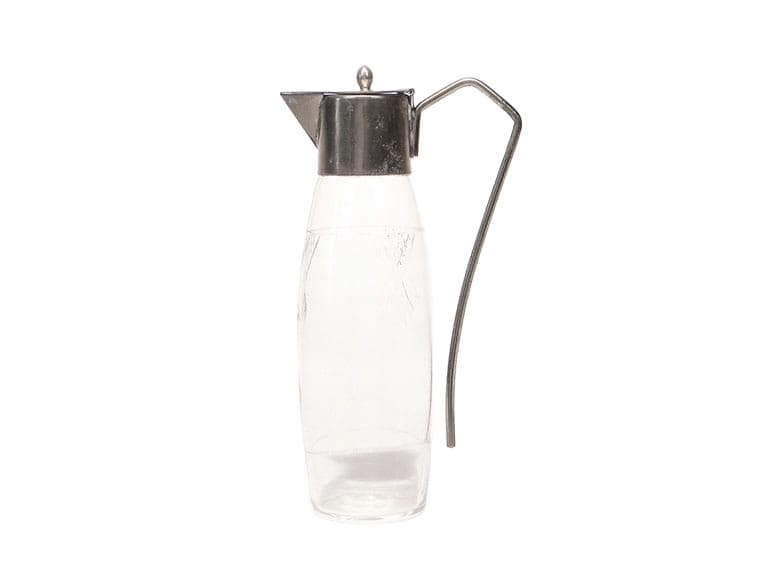 Carafe Art Deco, clear crystal, silver brass, Poland, 1920s