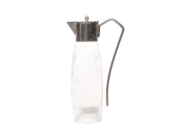 Carafe Art Deco, clear crystal, silver brass, Poland, 1920s - DIMENSION