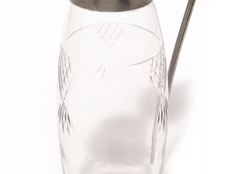Carafe Art Deco, clear crystal, silver brass, Poland, 1920s - 401097