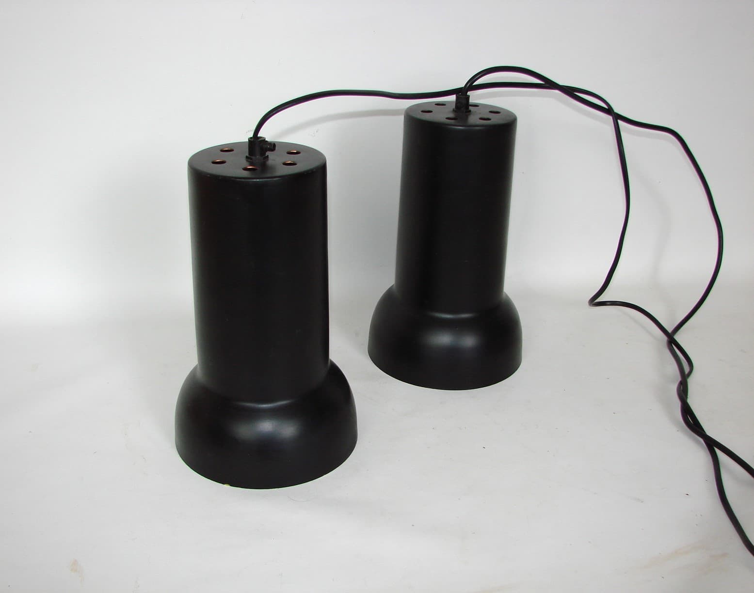 Pair of pendant lamps, modernist, black brass, 1980s. - 401177