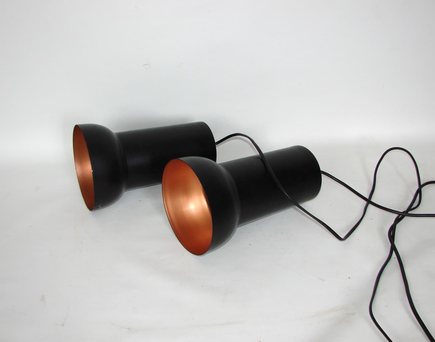 Pair of pendant lamps, modernist, black brass, 1980s. - 401175