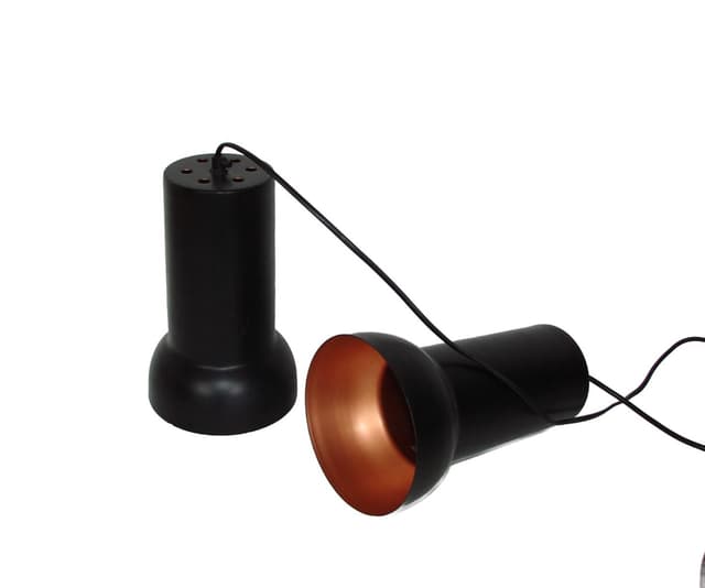 Pair of pendant lamps, modernist, black brass, 1980s. - DIMENSION