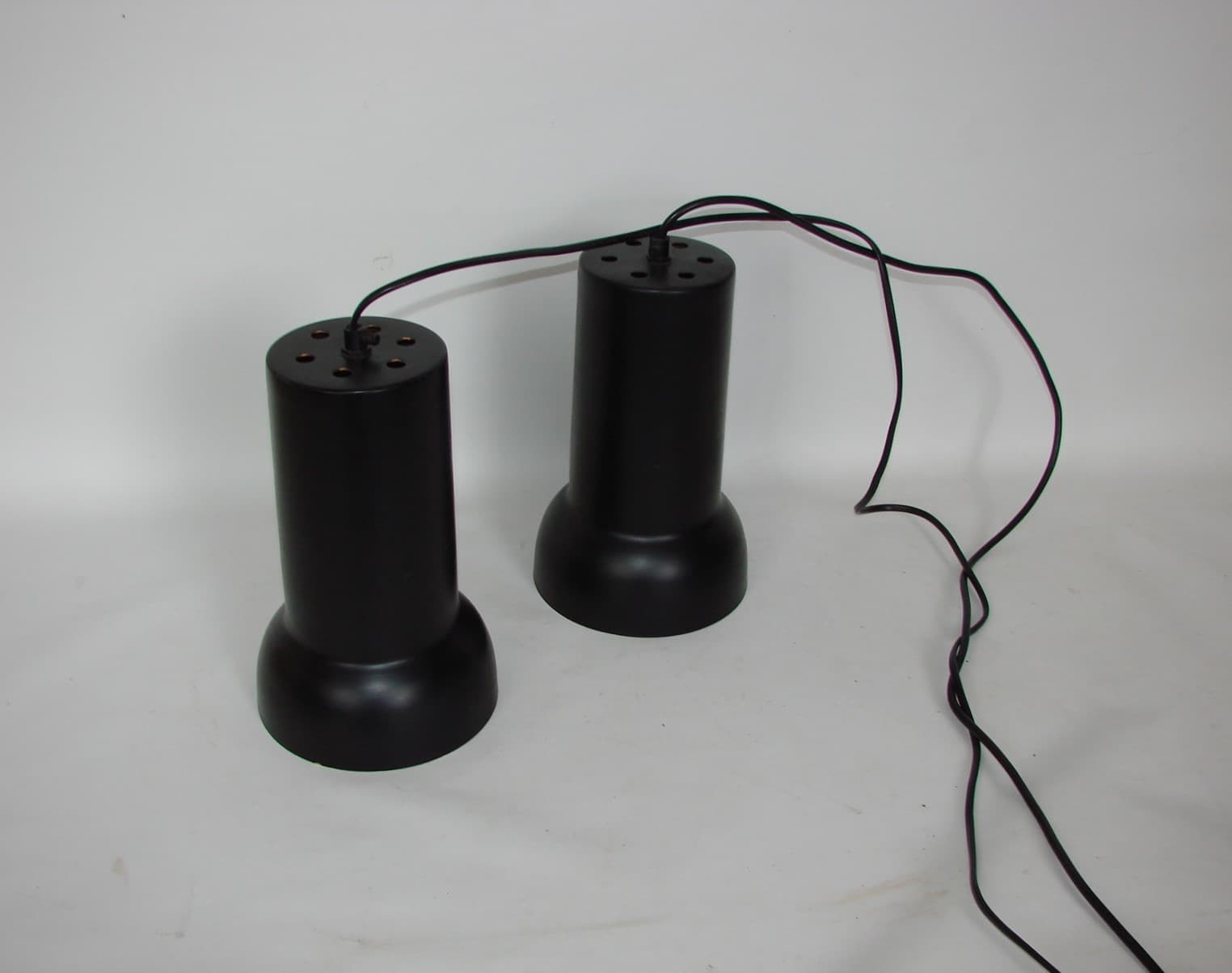 Pair of pendant lamps, modernist, black brass, 1980s. - 401176