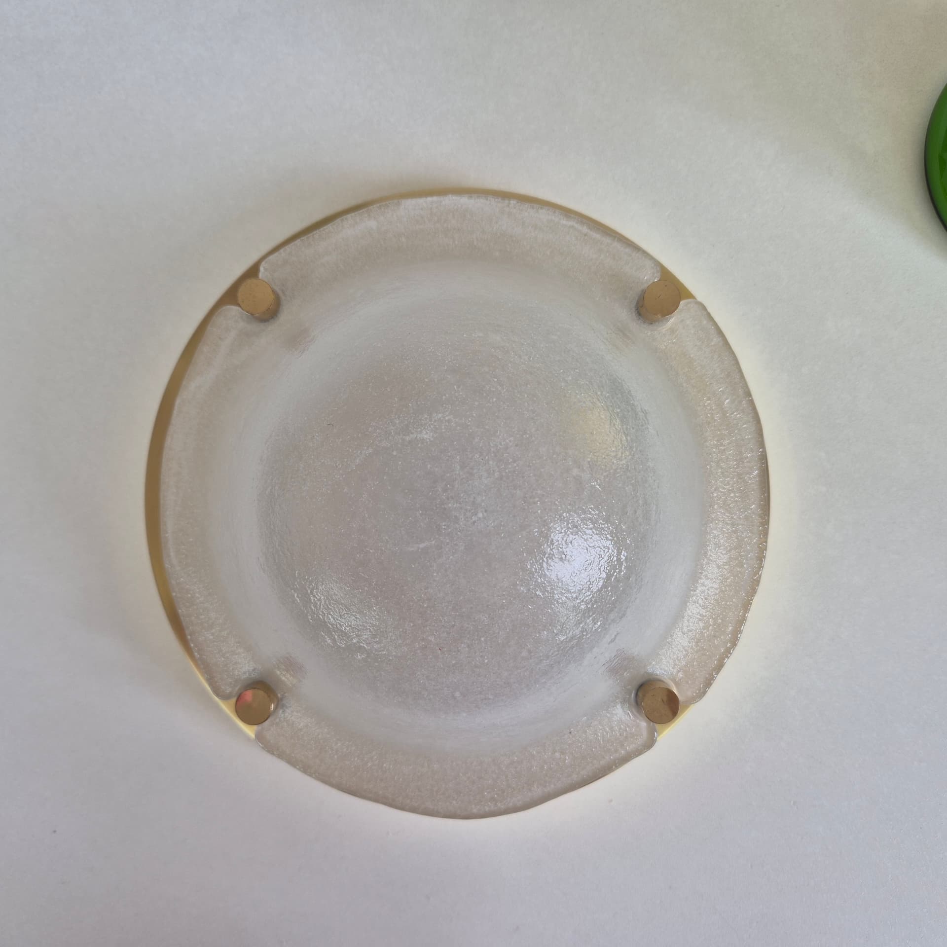 Ceiling Lamp Glashütte, white glass, golden brass, Limburg, Germany, 1970s. - 401213