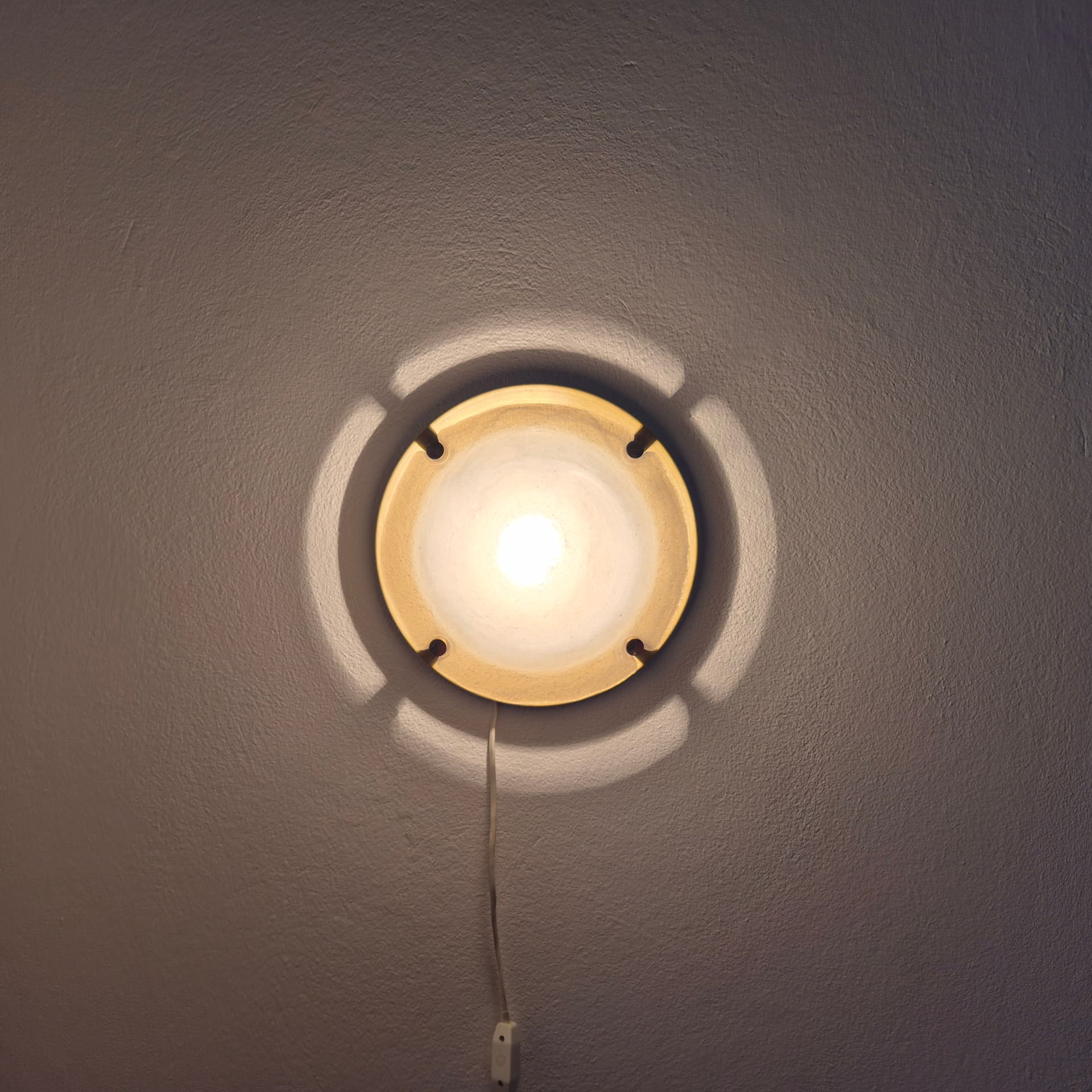 Ceiling Lamp Glashütte, white glass, golden brass, Limburg, Germany, 1970s. - 401221