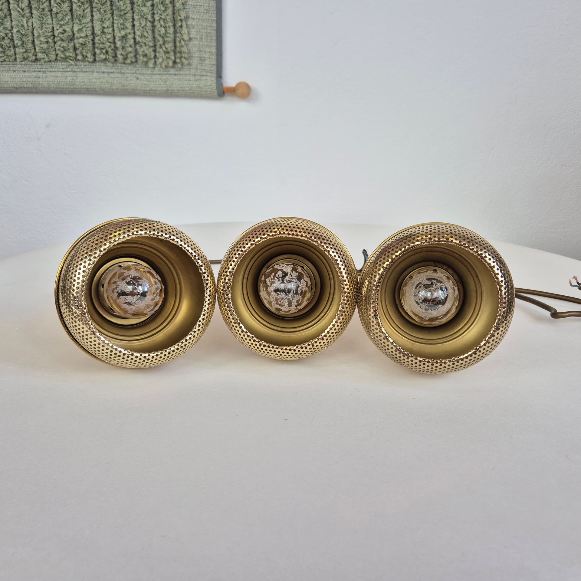 Komplet lamp wiszących, mosiądz złoty, Dania, lata 60. - 401242