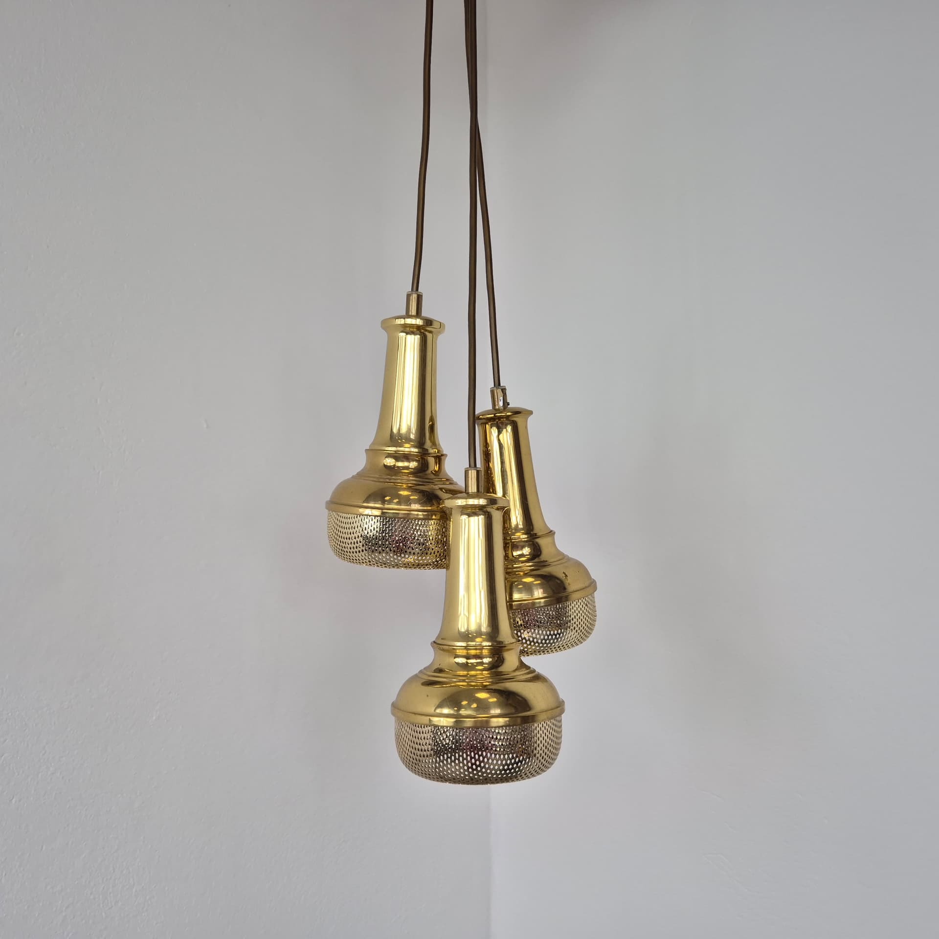 Komplet lamp wiszących, mosiądz złoty, Dania, lata 60. - 401234