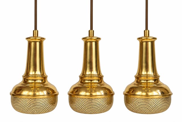 Komplet lamp wiszących, mosiądz złoty, Dania, lata 60. - WYMIARY
