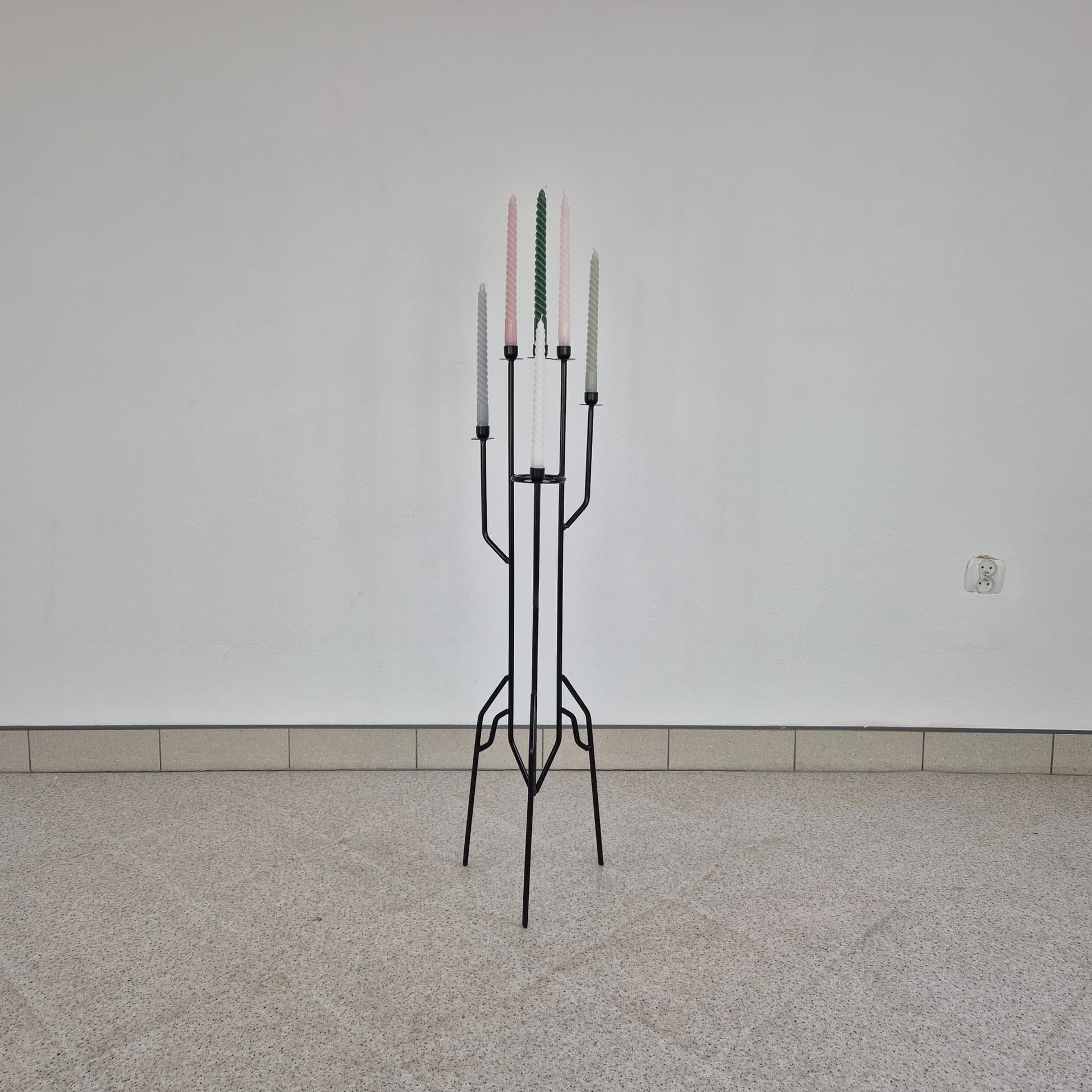 Floor Candelabrum, black metal, Norway, 1970s. - 401265
