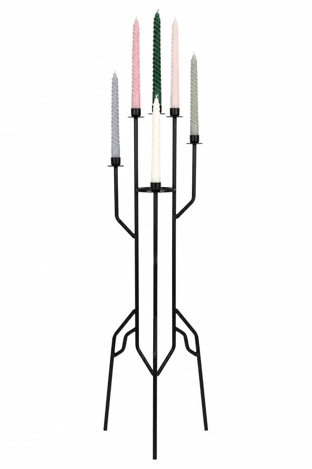 Floor Candelabrum, black metal, Norway, 1970s. - DIMENSION