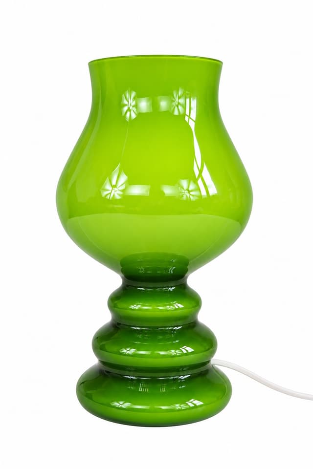 Table lamp Flygsfors, green glass, Sweden, 1960s. - DIMENSION