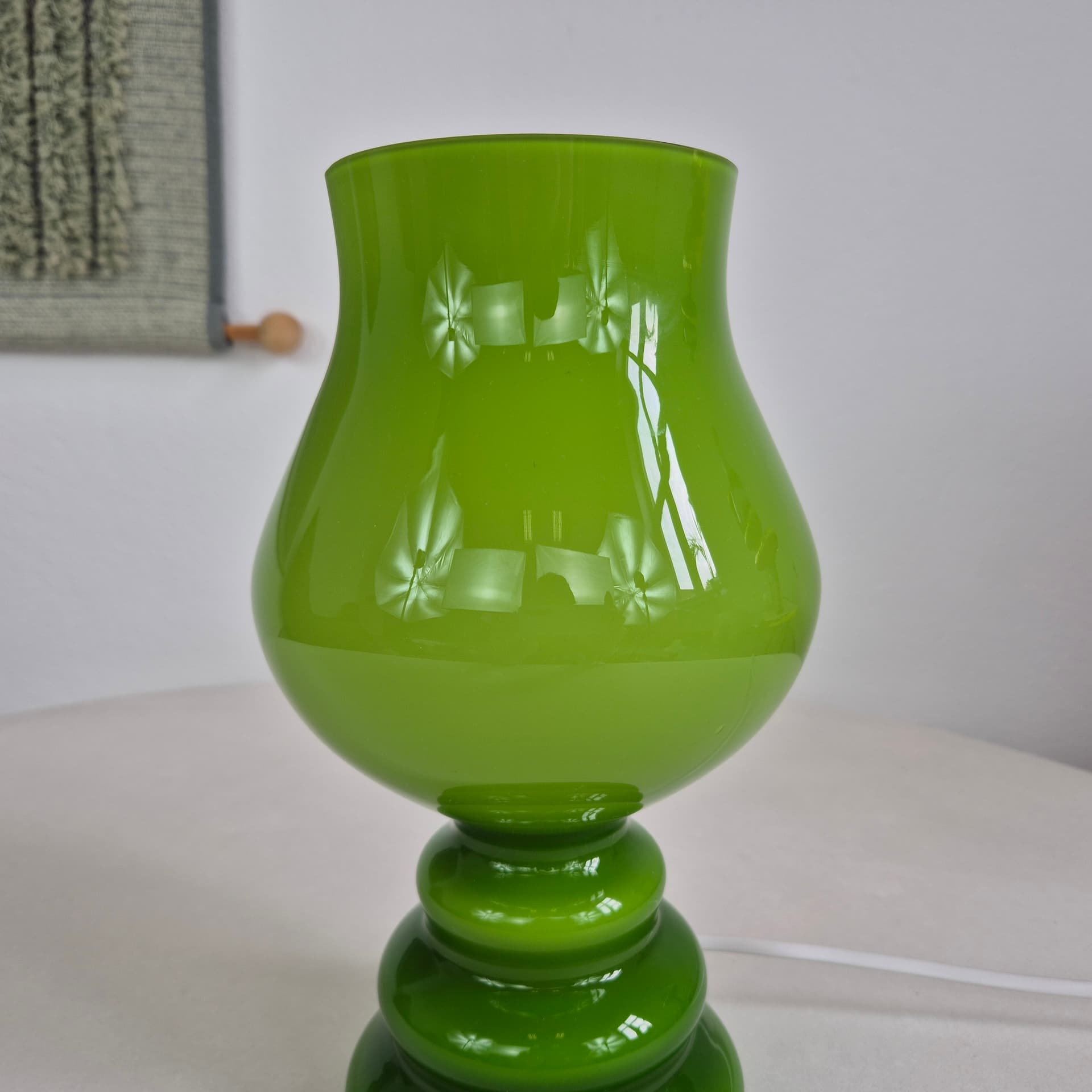 Table lamp Flygsfors, green glass, Sweden, 1960s. - 401340
