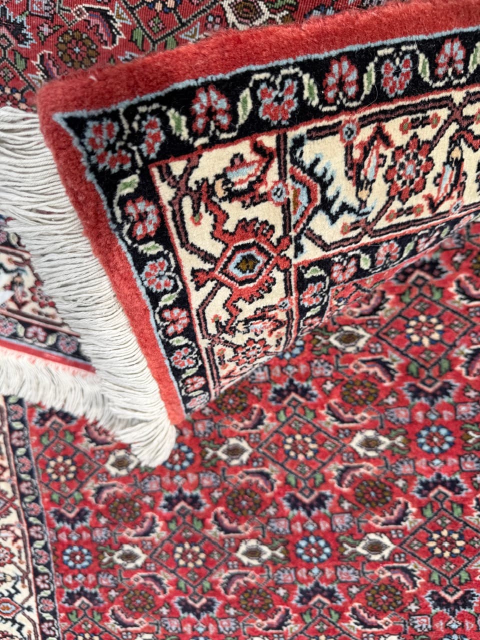 Runner Bidjar 305x85 cm, red blue white beige, Kashmiri wool, Iran - 401409