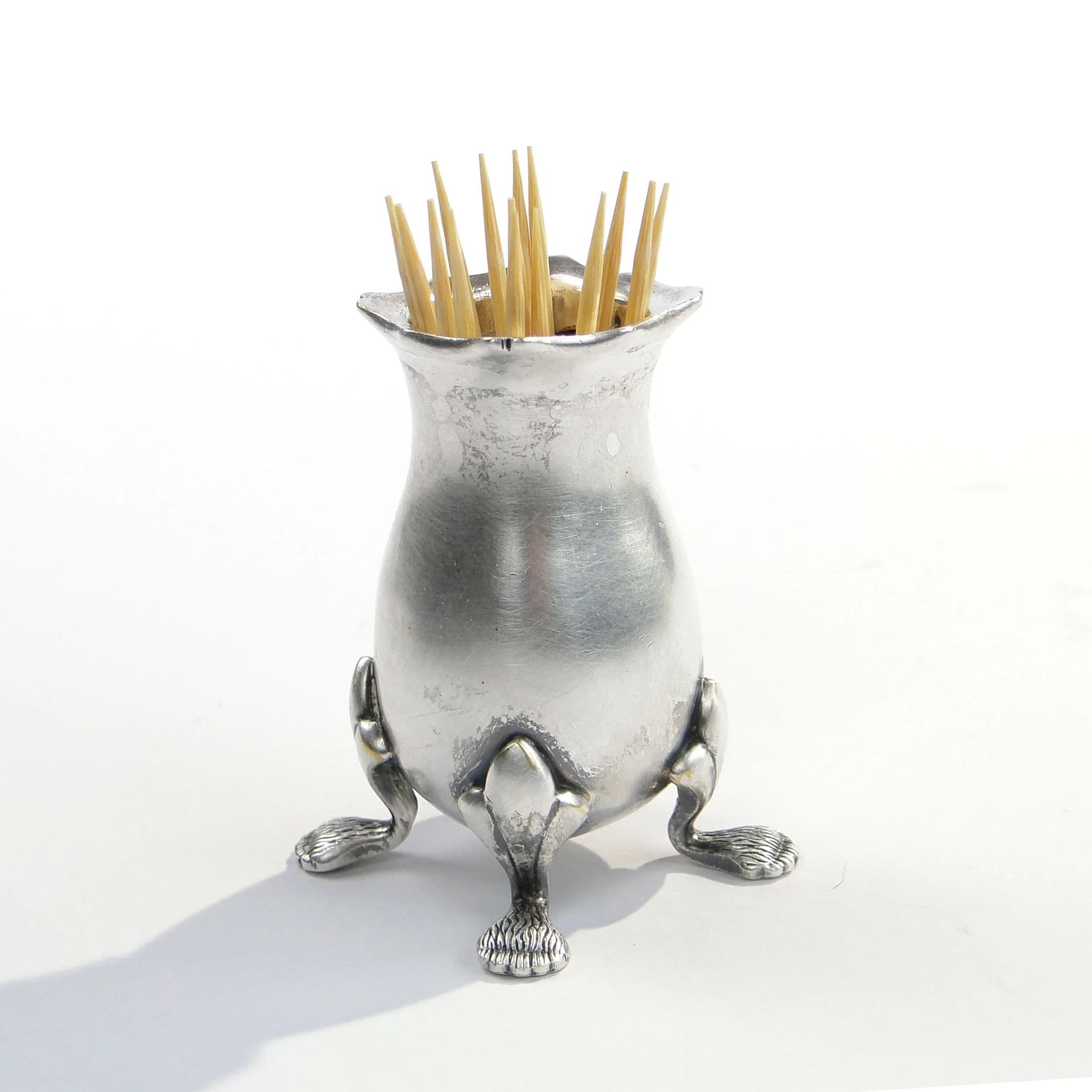 Toothpick holder, silver-plated brass, United Kingdom, 1970s. - 29457