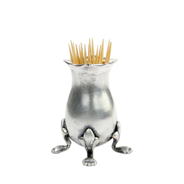 Toothpick holder, silver-plated brass, United Kingdom, 1970s. - DIMENSION