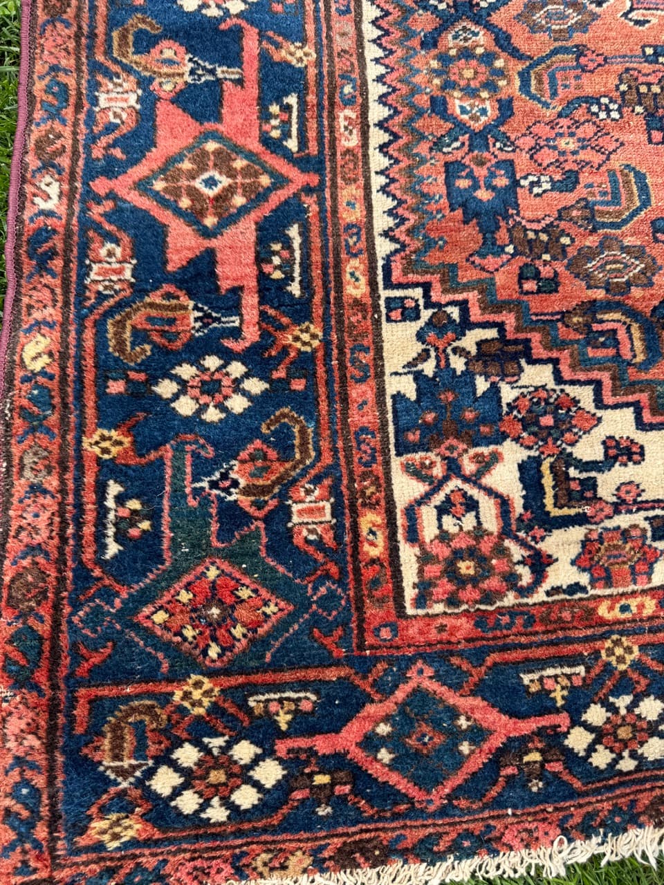 Rug Farahan 190x130 cm, blue red beige white, wool, Iran, 1930s. - 401423