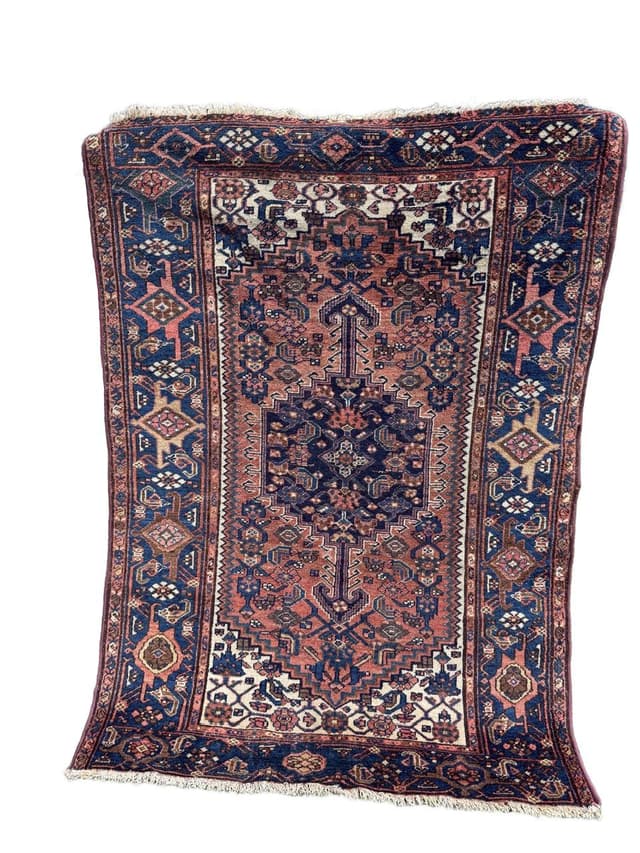 Rug Farahan 190x130 cm, blue red beige white, wool, Iran, 1930s. - DIMENSION