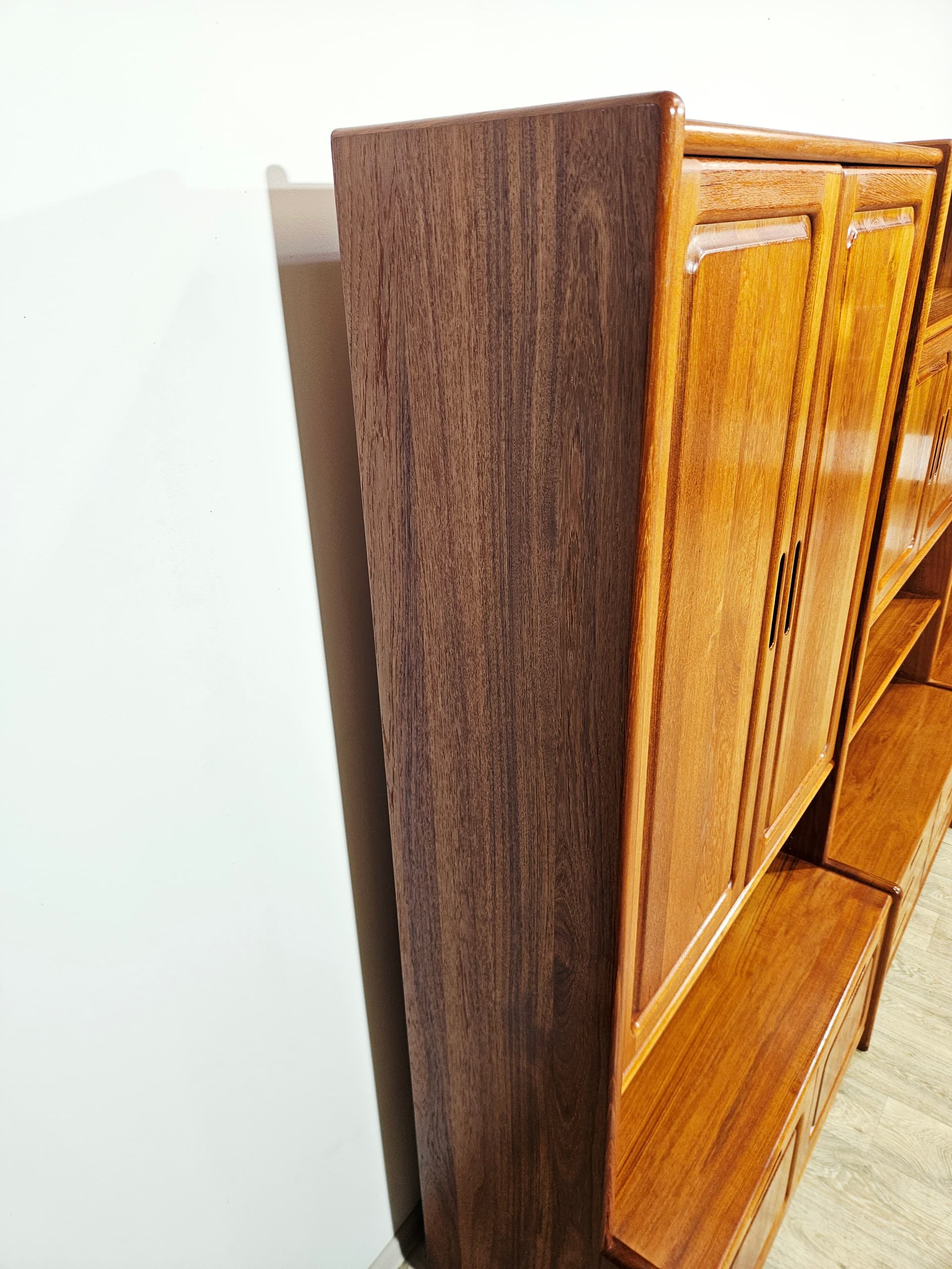 Regał modułowy, brązowy teak szkło, Dania, lata 70. - 401433