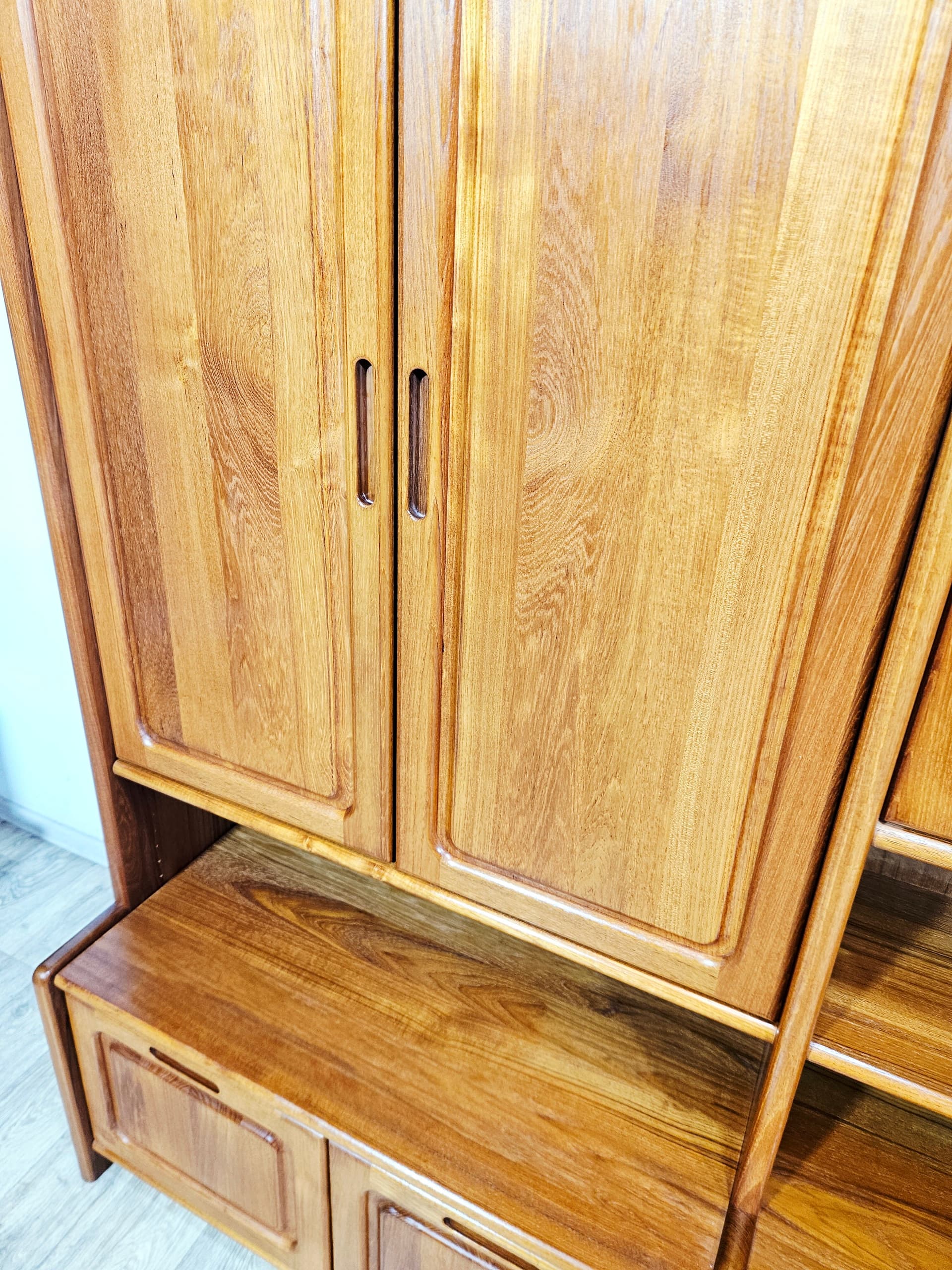 Regał modułowy, brązowy teak szkło, Dania, lata 70. - 401438