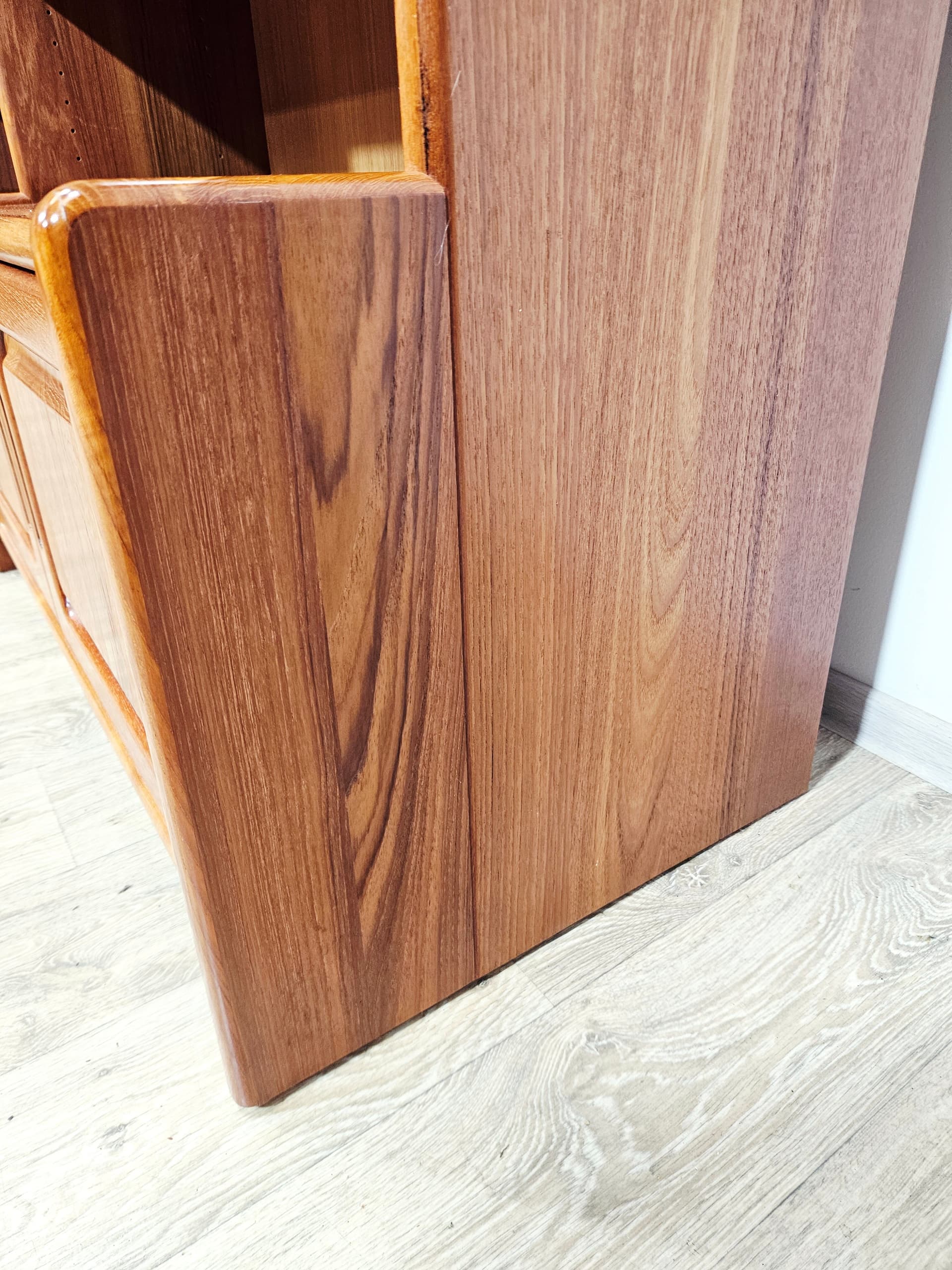 Regał modułowy, brązowy teak szkło, Dania, lata 70. - 401429