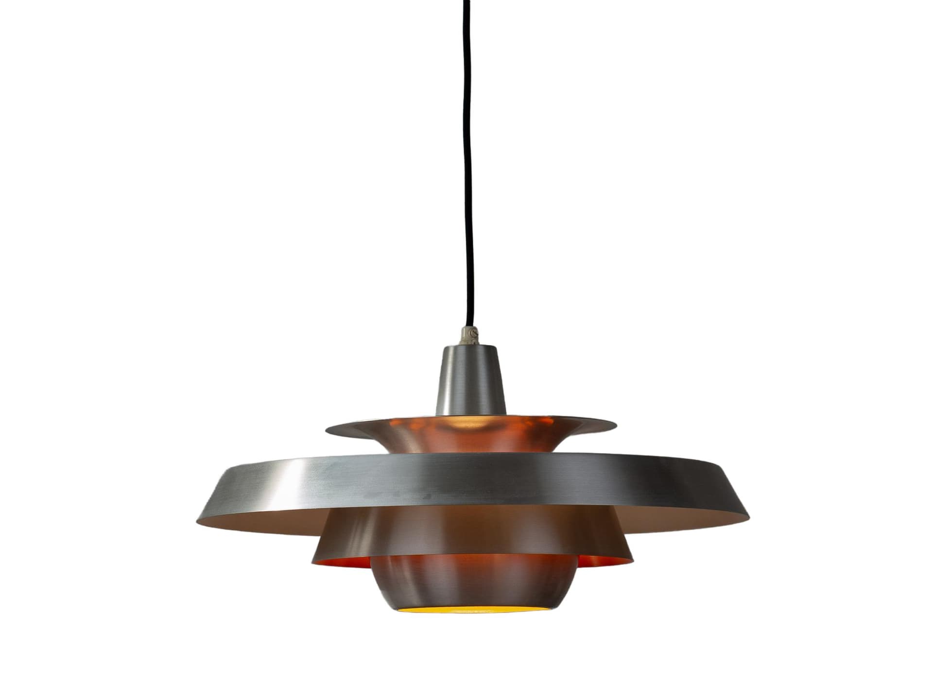 Pendant lamp Superlight, silver gold aluminium, by D. Mogensen, Denmark, 1980s.