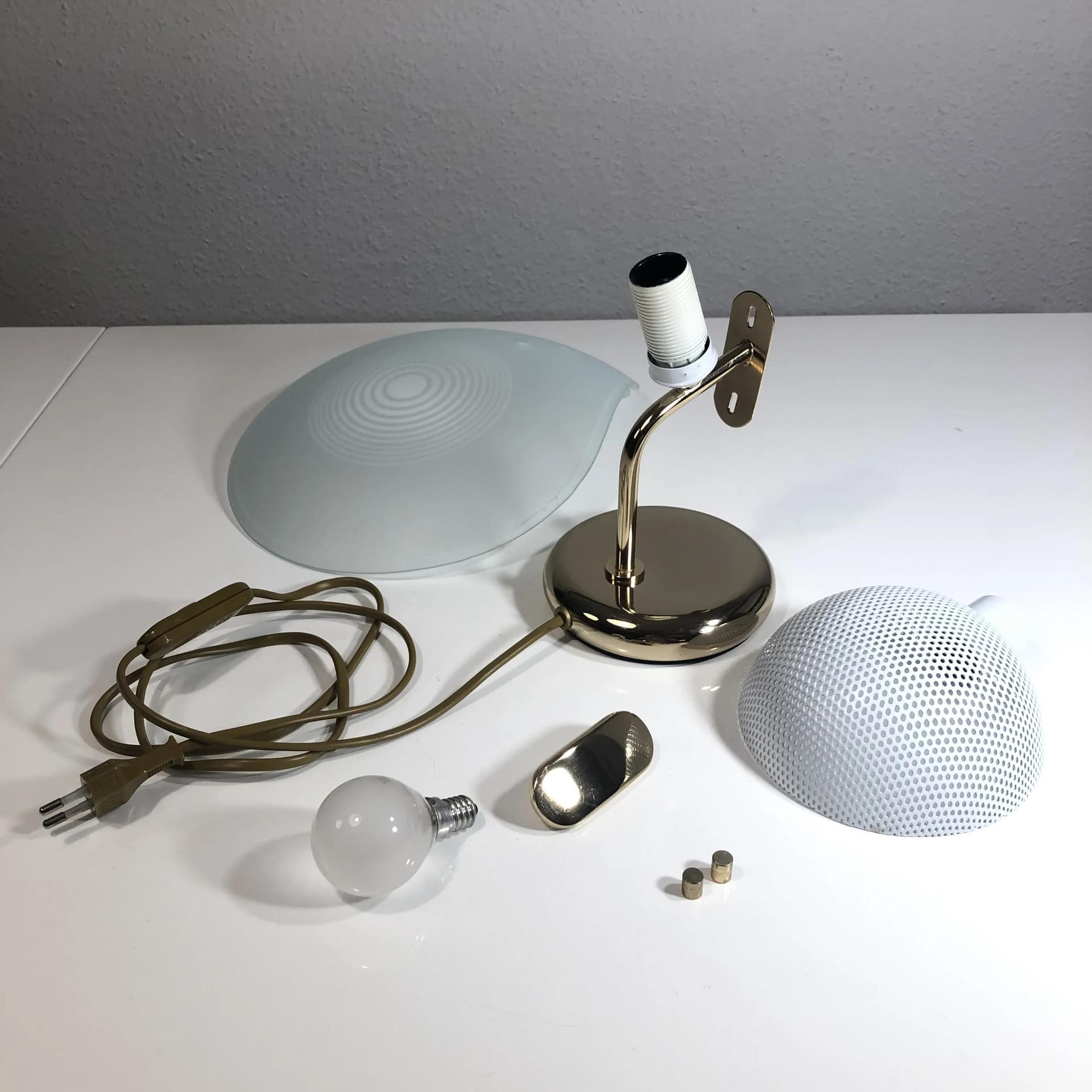 Lampka nocna, złocona stal, szkło, Sölken Leuchten, Niemcy, lata 70. - 29414