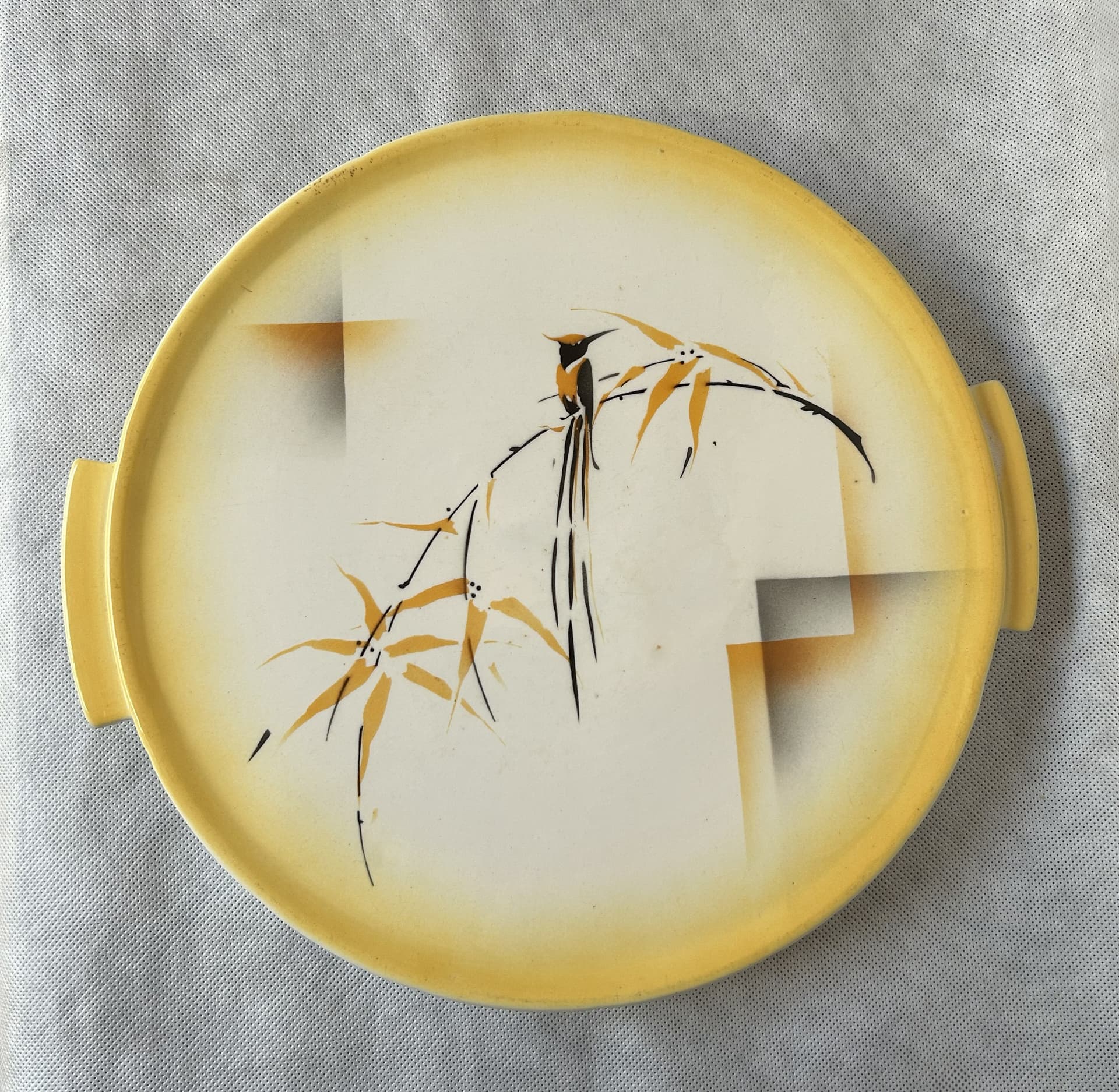 Serving Plate Dresden 7688, yellow white brown grey black, ceramic, Villeroy & Boch, Germany, 19th c. - 401856