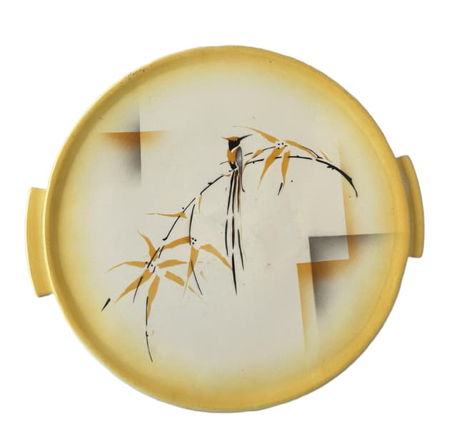 Serving Plate Dresden 7688, yellow white brown grey black, ceramic, Villeroy & Boch, Germany, 19th c. - DIMENSION