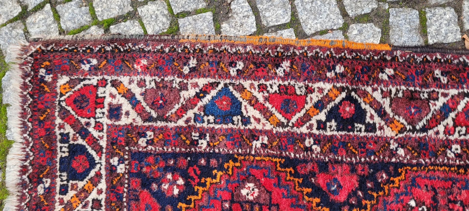 Rug Qashqai, 170x205 cm, red blue, wool, Iran, 1970s. - 401884