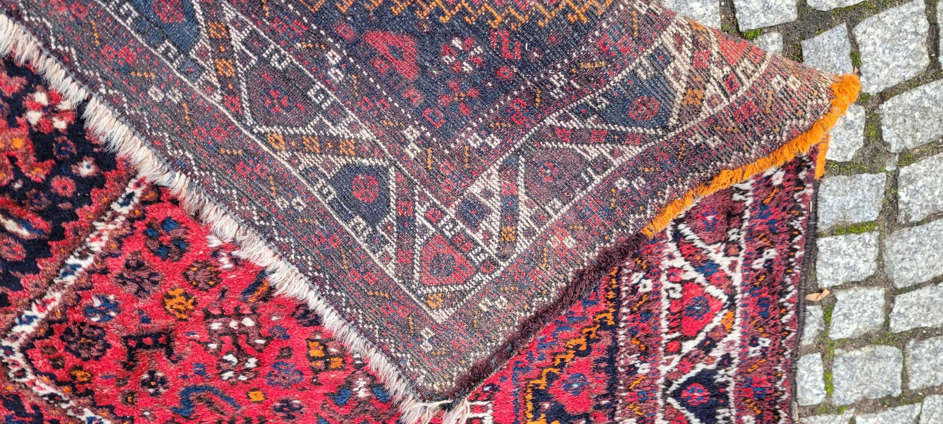 Rug Qashqai, 170x205 cm, red blue, wool, Iran, 1970s. - 401889
