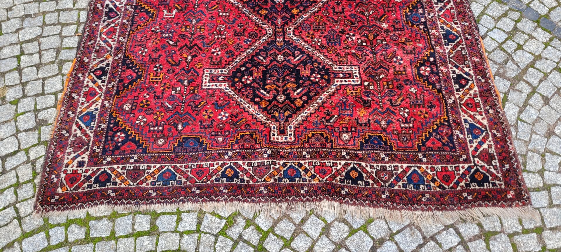 Rug Qashqai, 170x205 cm, red blue, wool, Iran, 1970s. - 401888
