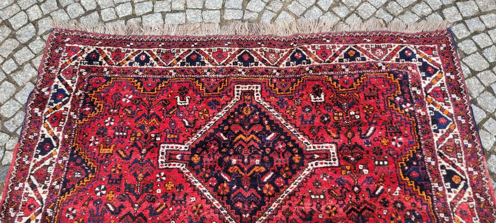 Rug Qashqai, 170x205 cm, red blue, wool, Iran, 1970s. - 401887