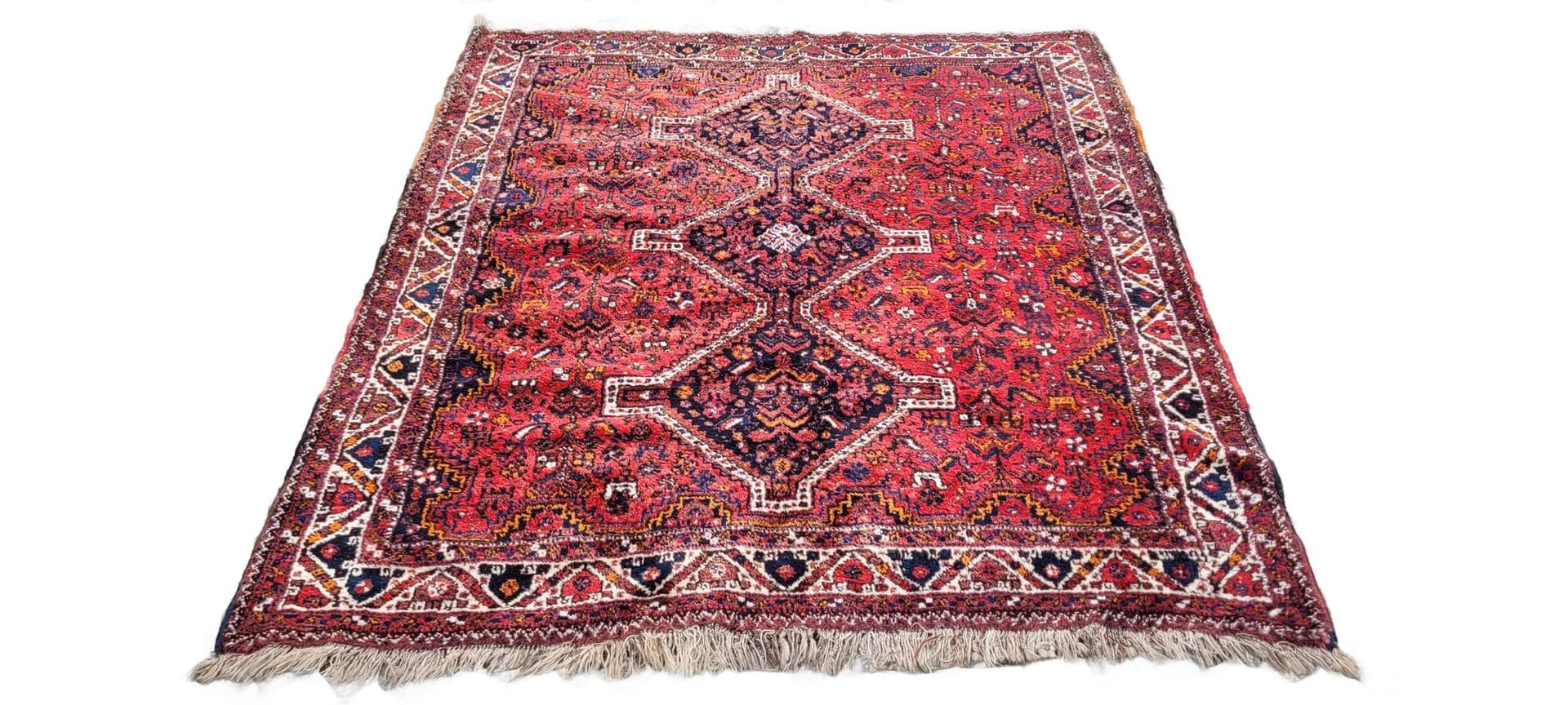 Rug Qashqai, 170x205 cm, red blue, wool, Iran, 1970s.