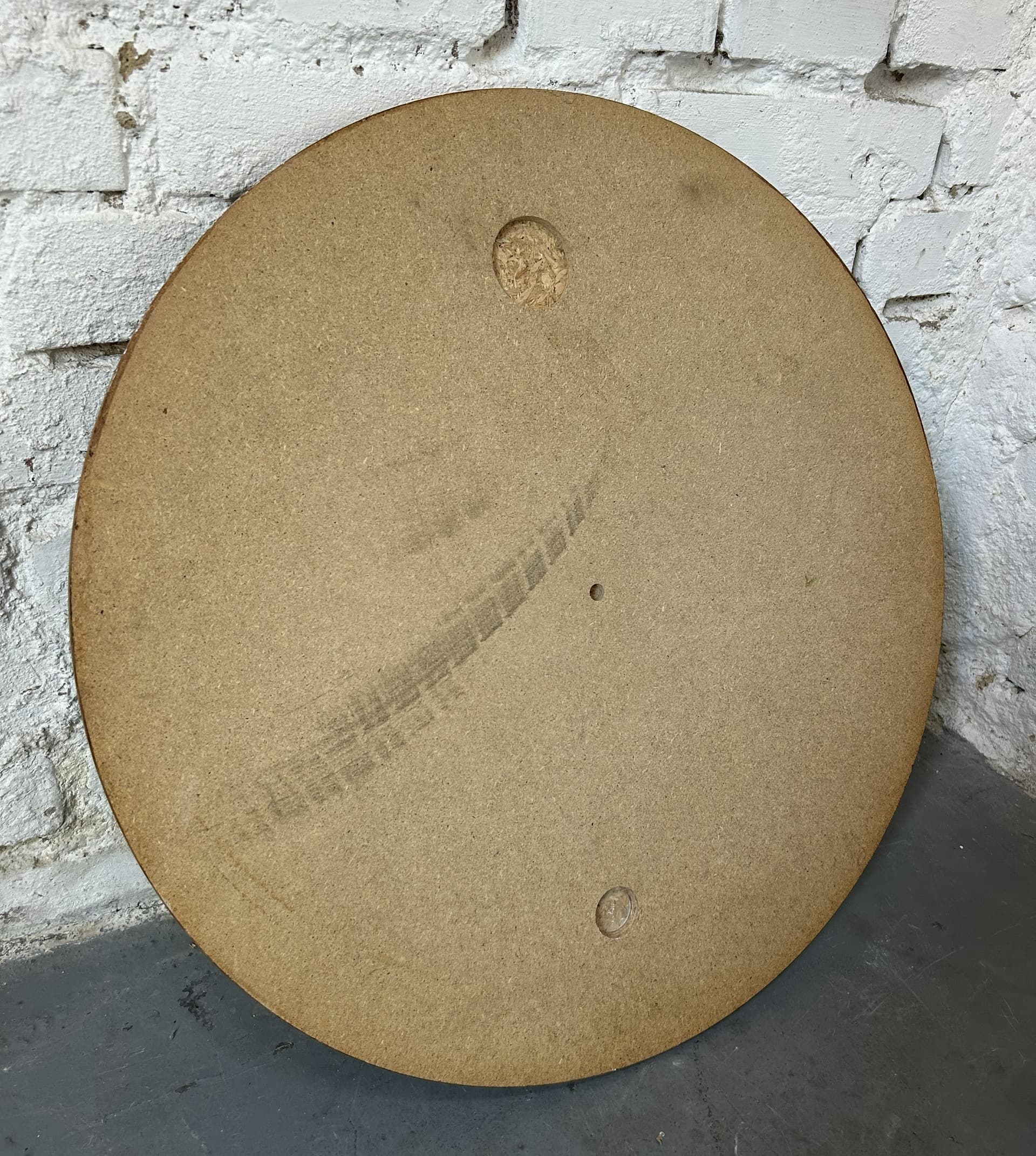 Round wall mirror, 56 cm, glass, walnut, 1970s - 401918