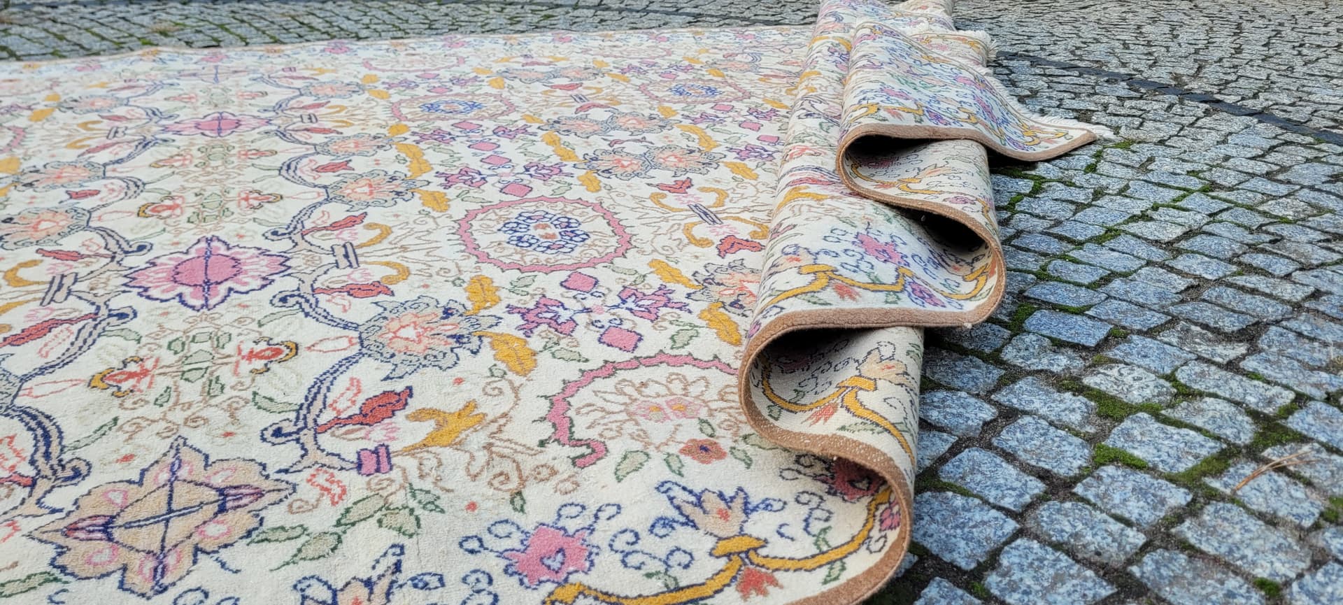 Dywan anatolijski perski 205x300 cm, wełna kremowa, bawełna, Turcja - 401924