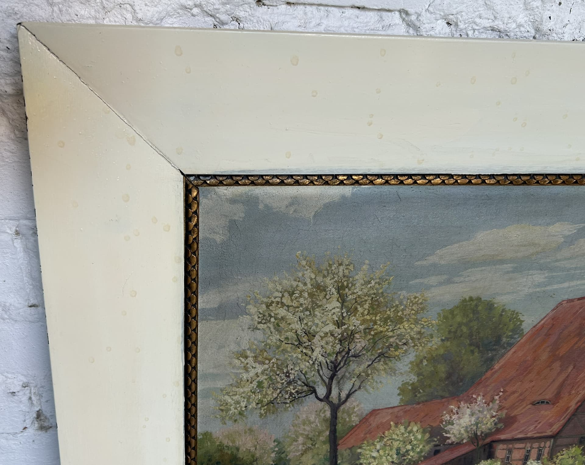 Obraz olejny pejzaż, płótno, 95x70 cm, aut. M. Mühler, Europa, ok. 1900 - 401935