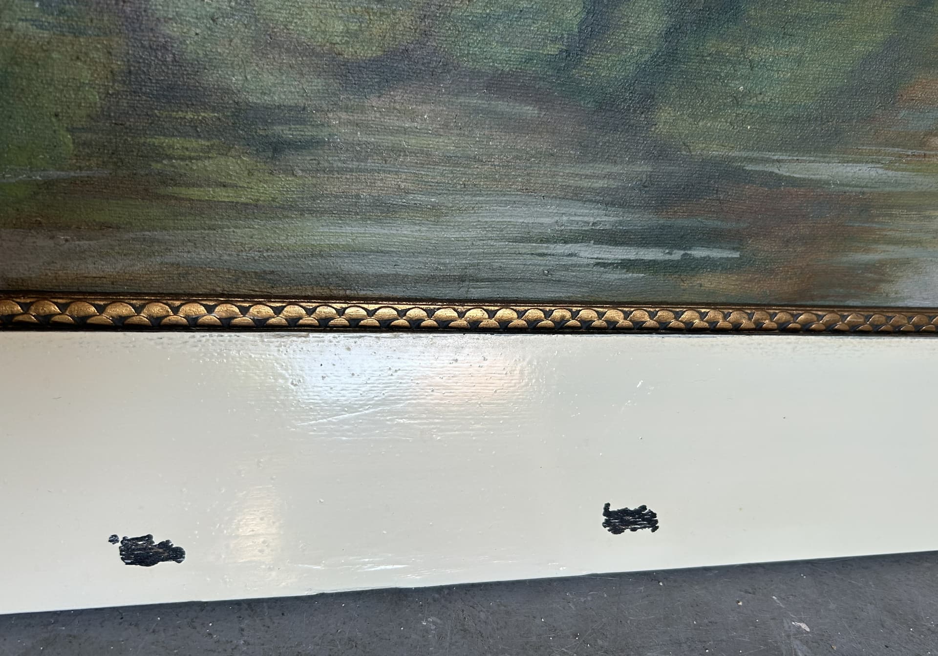 Obraz olejny pejzaż, płótno, 95x70 cm, aut. M. Mühler, Europa, ok. 1900 - 401939