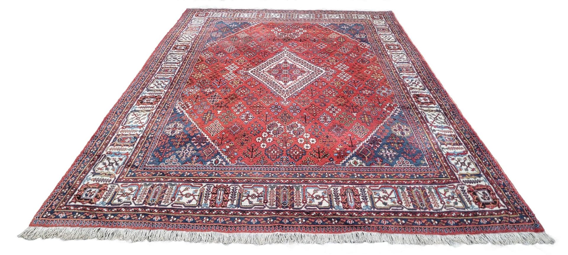 Rug Dzhushagan, 255x380 cm, wool red blue white brown, Iran